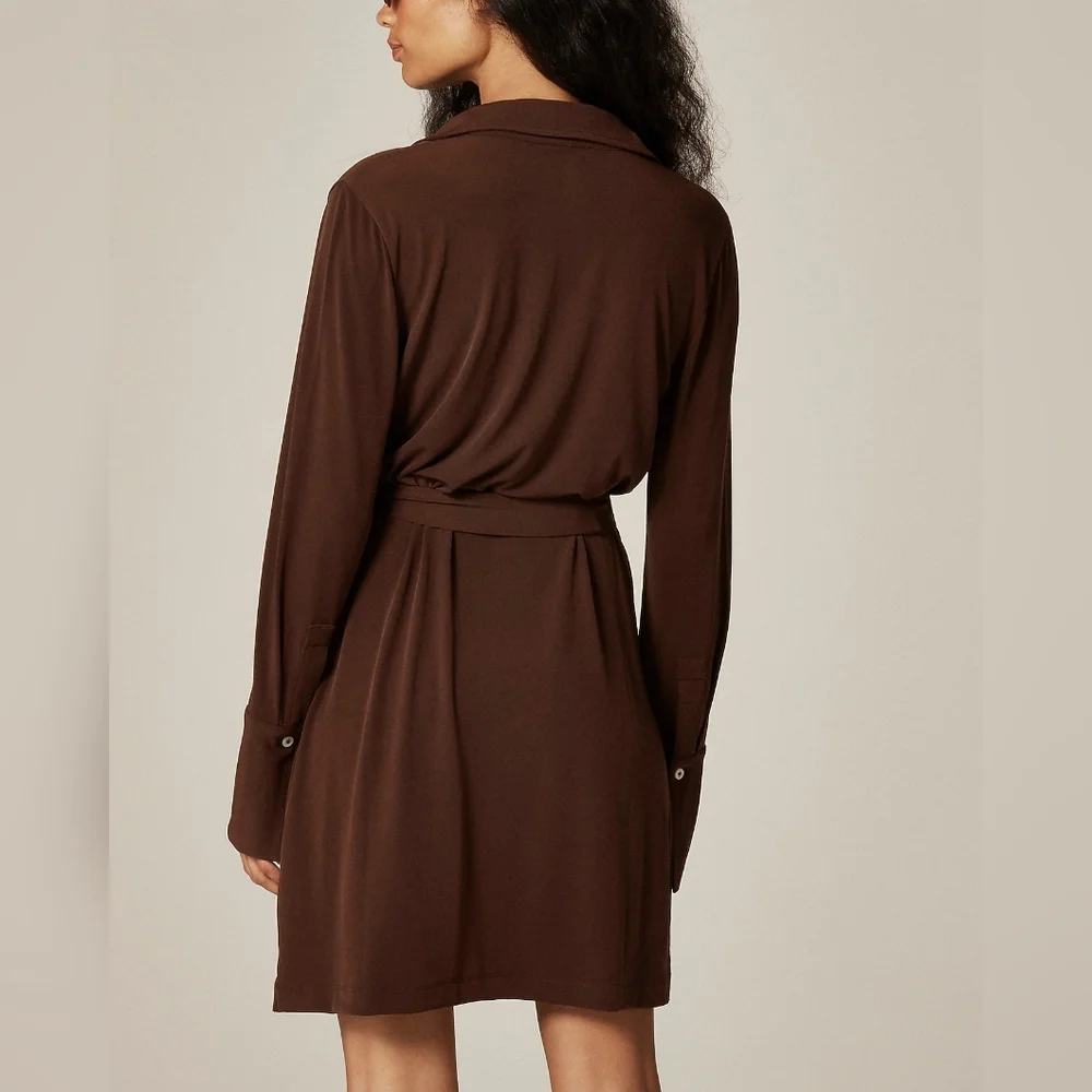 NWT J.Crew Mini Shirt-Dress in Matte Jersey Size Medium In French Press Color